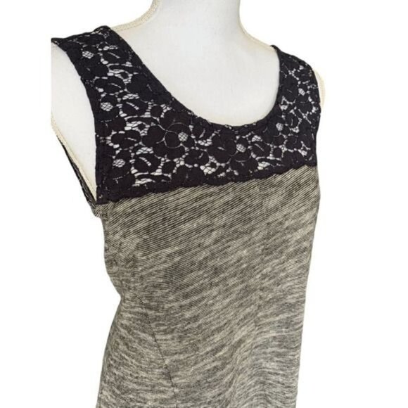 Anthropologie Lilka Size Medium Space Dye Esme Dress Navy Blue with Lace Detail - Picture 7 of 12